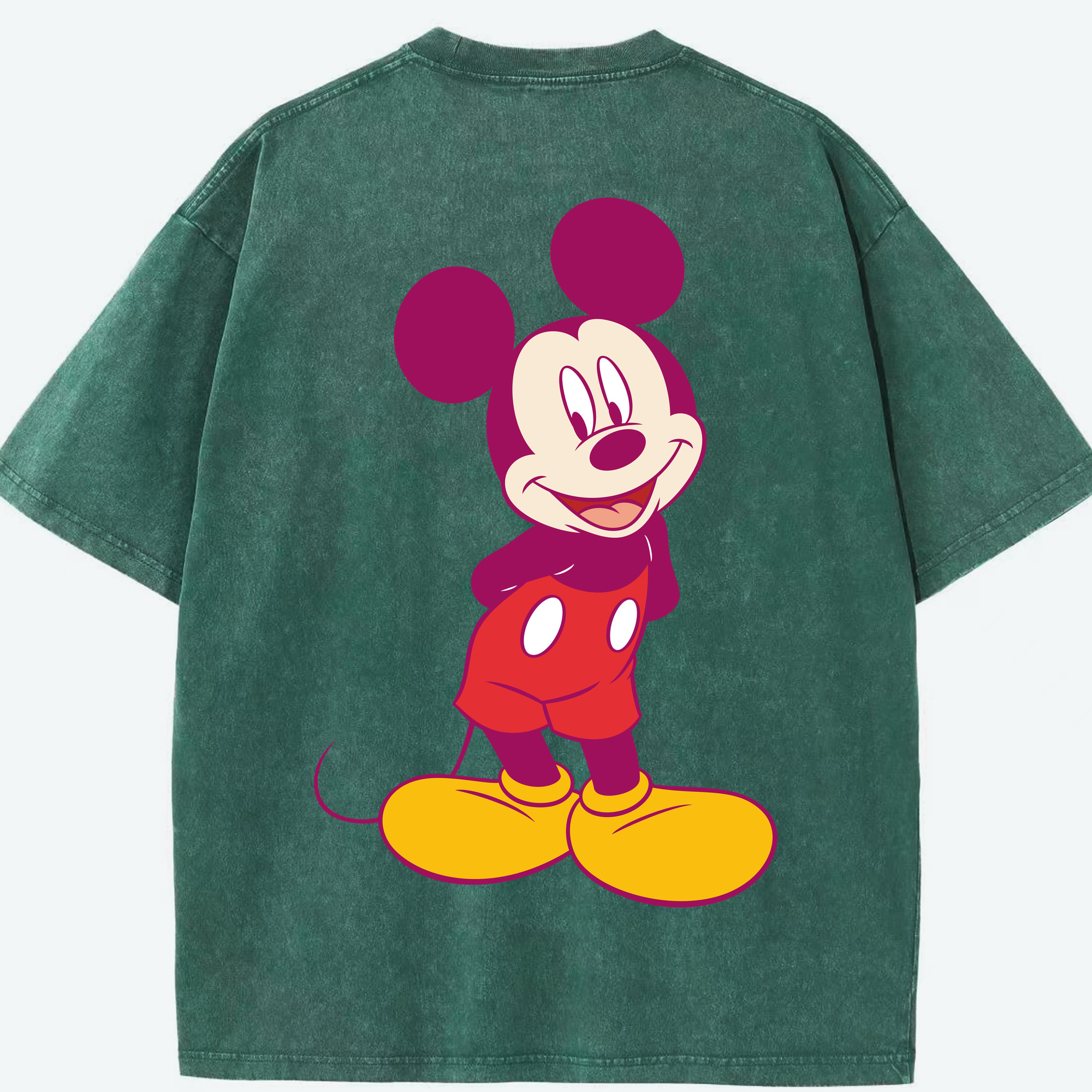 （画像用） ミッキーマウス Mickey Mouse 綿100% ヴィンテージ風 半袖Tシャツ（背面プリント）